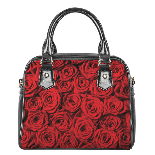 Red Rose Print Shoulder Handbag