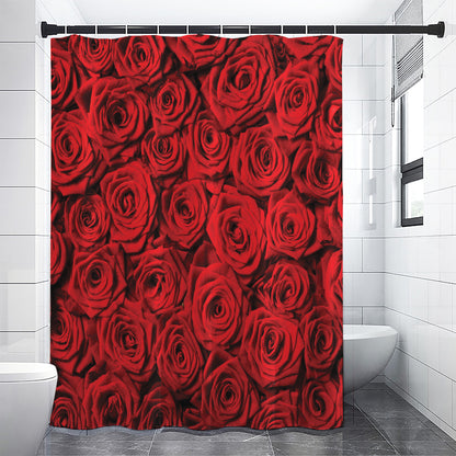 Red Rose Print Shower Curtain