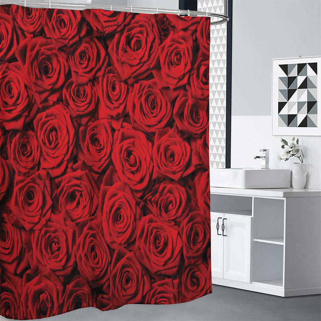 Red Rose Print Shower Curtain