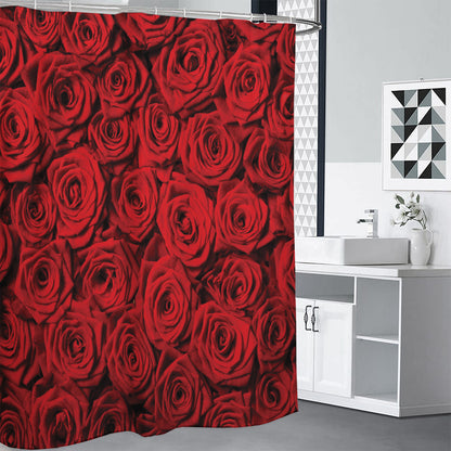 Red Rose Print Shower Curtain