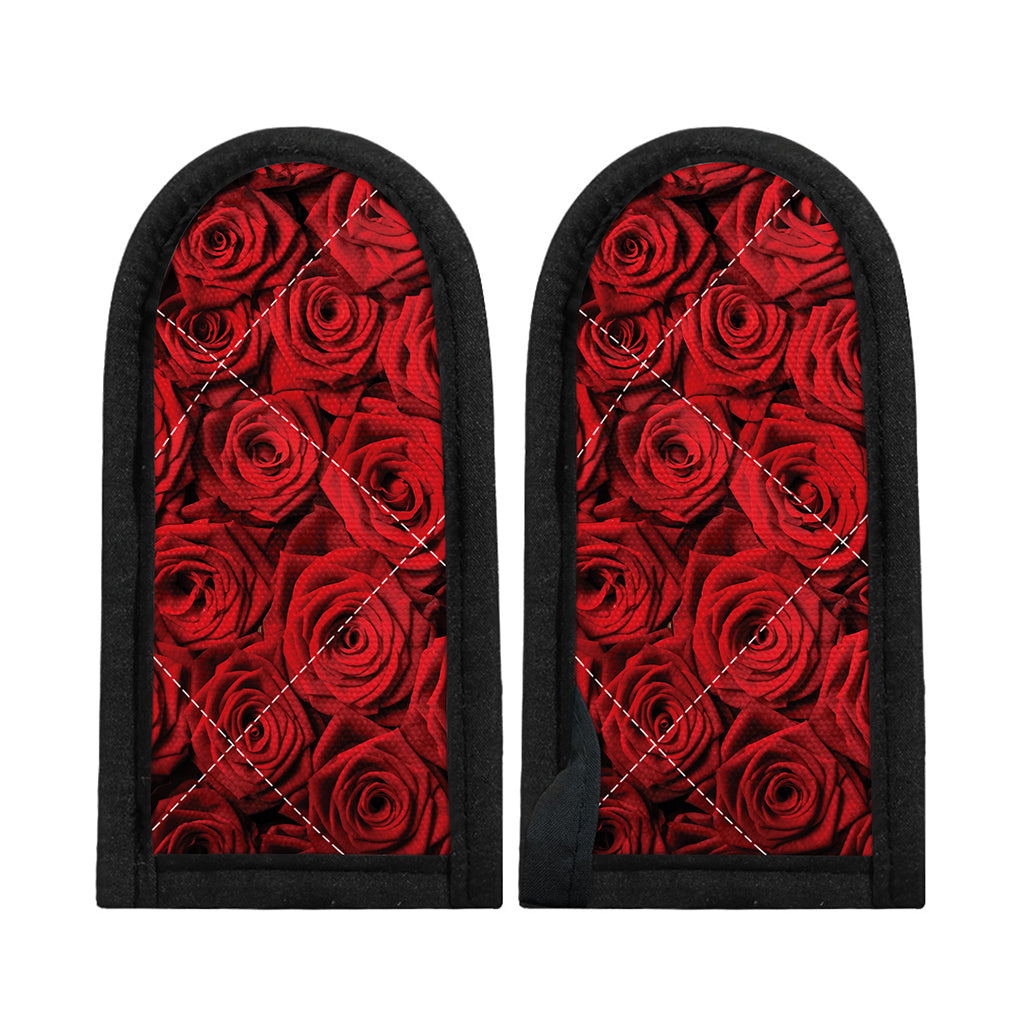 Red Rose Print Skillet Handle Cover