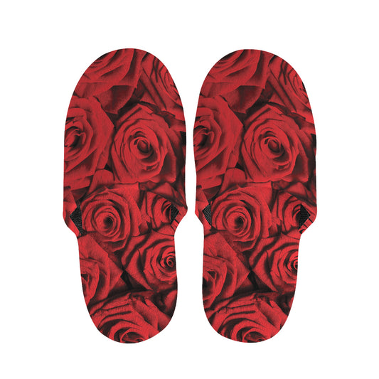 Red Rose Print Slippers