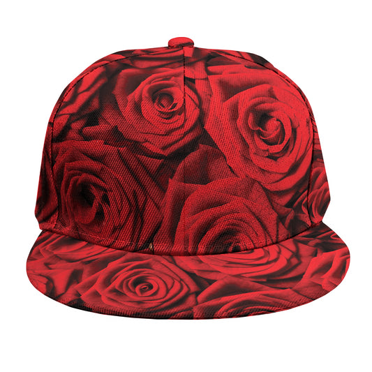 Red Rose Print Snapback Cap