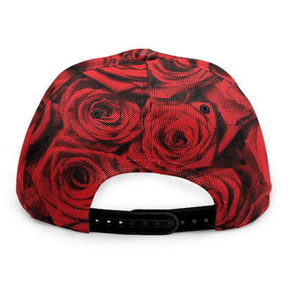 Red Rose Print Snapback Cap