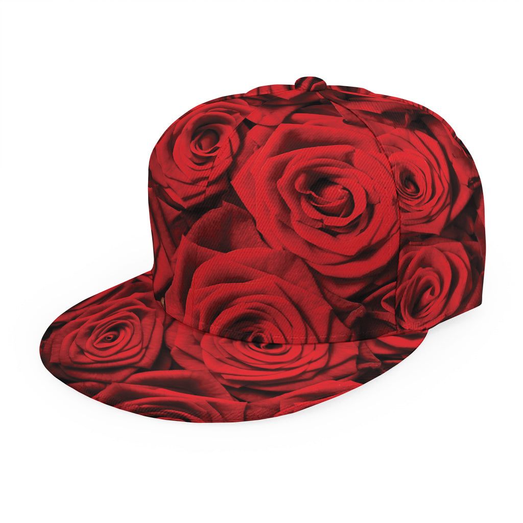 Red Rose Print Snapback Cap