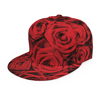 Red Rose Print Snapback Cap