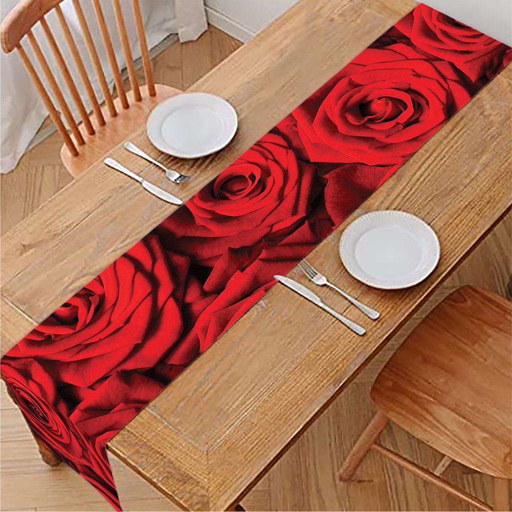 Red Rose Print Table Runner