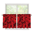 Red Rose Print Tier Curtains