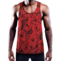 Red Rose Print Men's Workout Tank Top