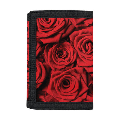 Red Rose Print Trifold Wallet