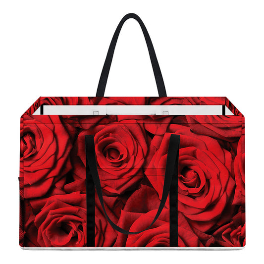Red Rose Print Utility Tote Bag