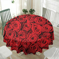 Red Rose Print Waterproof Round Tablecloth