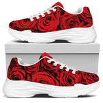 Red Rose Print White Chunky Shoes