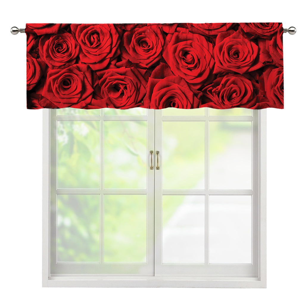 Red Rose Print Window Valance