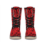 Red Rose Print Winter Boots