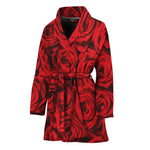 Red Rose Print Women's Bathrobe