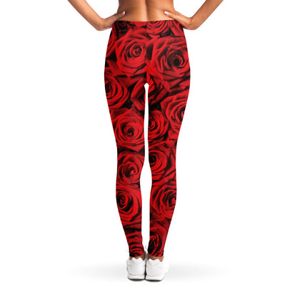 Red Rose Print Women's Leggings