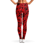 Red Rose Print Women's Leggings