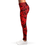 Red Rose Print Women's Leggings