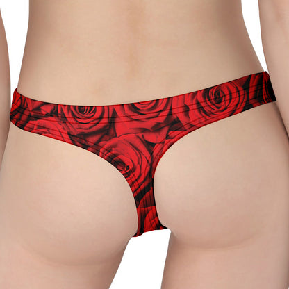 Red Rose Print Women's Thong