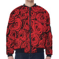 Red Rose Print Zip Sleeve Bomber Jacket