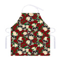 Red Rose Skull Pattern Print Adjustable Apron