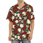 Red Rose Skull Pattern Print Aloha Shirt