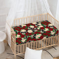 Red Rose Skull Pattern Print Baby Crib Sheet
