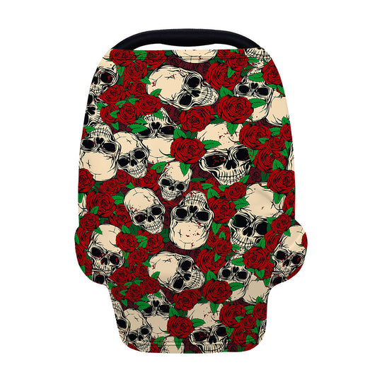 Red Rose Skull Pattern Print Baby Seat Cover