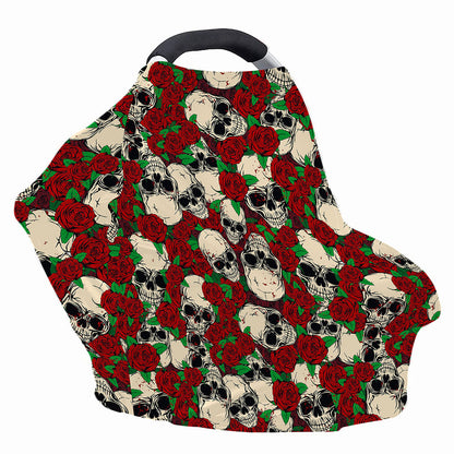 Red Rose Skull Pattern Print Baby Seat Cover