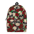Red Rose Skull Pattern Print School Backpack
