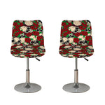 Red Rose Skull Pattern Print Bar Stool Covers