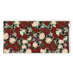 Red Rose Skull Pattern Print Beach Towel
