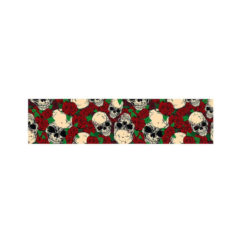 Red Rose Skull Pattern Print Bed Runner