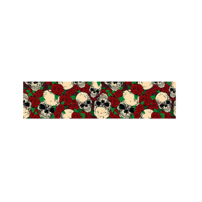 Red Rose Skull Pattern Print Bed Runner