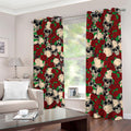 Red Rose Skull Pattern Print Dimout Grommet Curtains