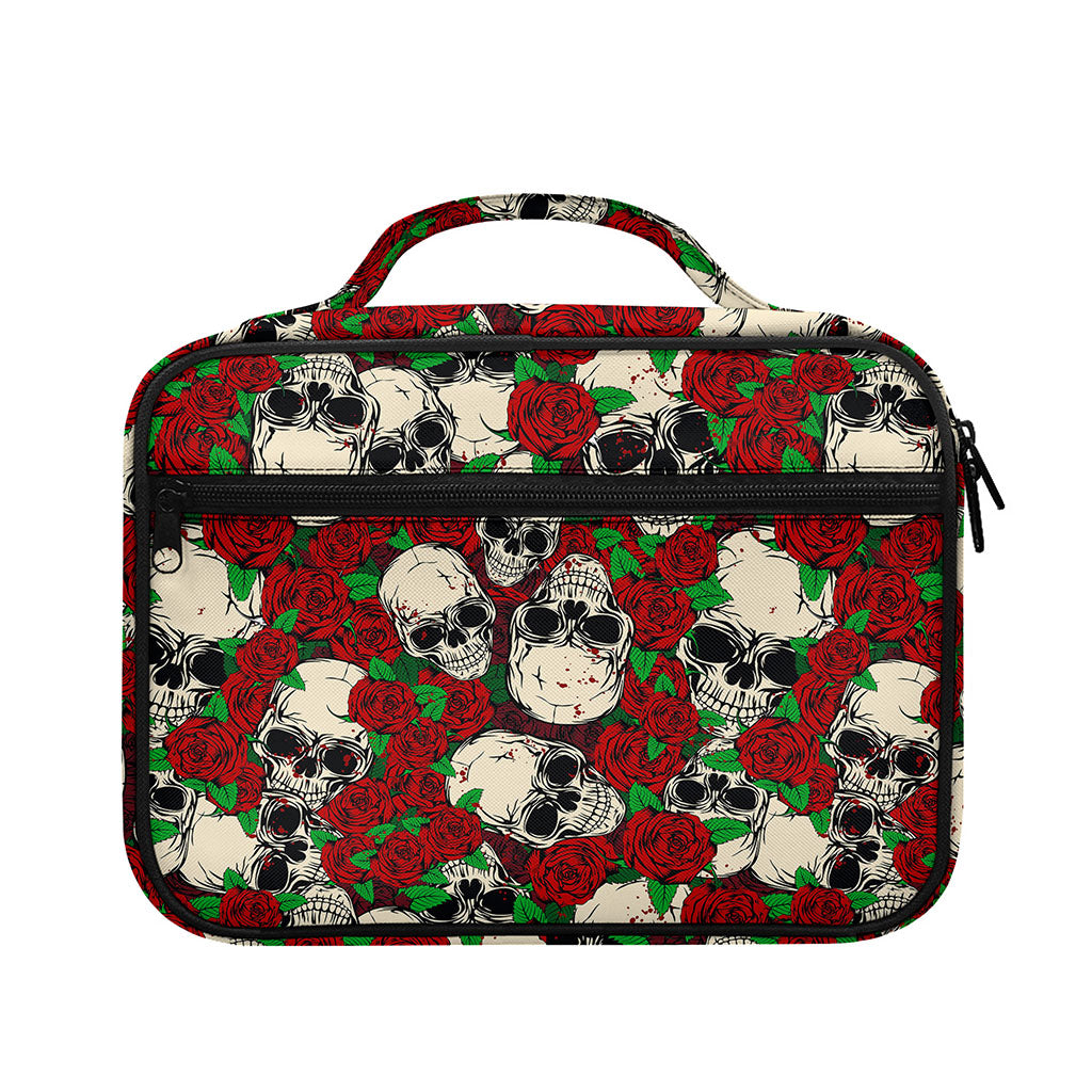Red Rose Skull Pattern Print Briefcase Bible Bag