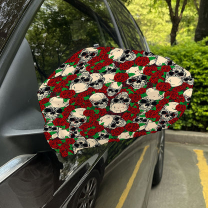Red Rose Skull Pattern Print Car Side Mirror Covers
