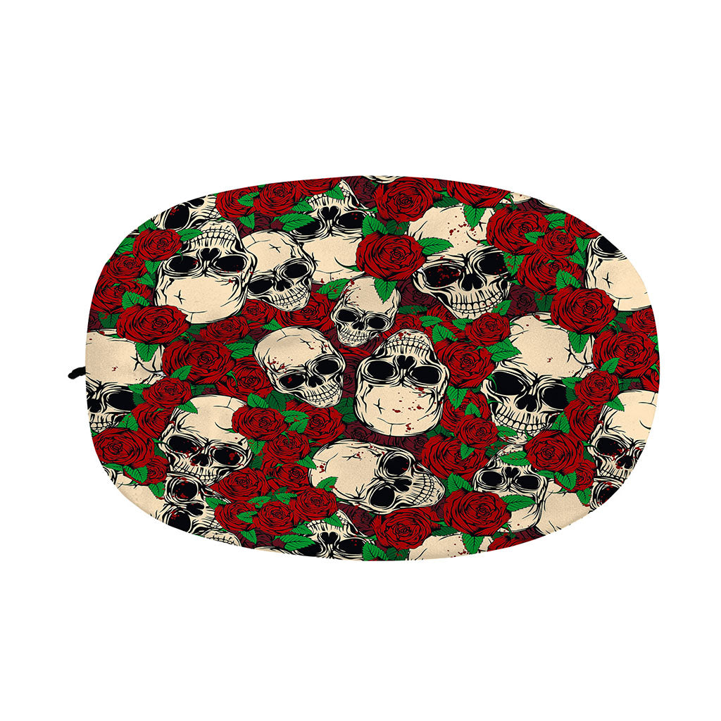 Red Rose Skull Pattern Print Car Side Mirror Covers