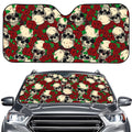 Red Rose Skull Pattern Print Car Windshield Sun Shade