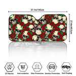 Red Rose Skull Pattern Print Car Windshield Sun Shade