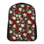 Red Rose Skull Pattern Print Casual Backpack