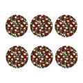 Red Rose Skull Pattern Print Coaster Set