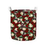 Red Rose Skull Pattern Print Collapsible Laundry Basket