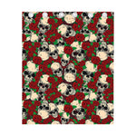 Red Rose Skull Pattern Print Curtain