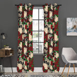 Red Rose Skull Pattern Print Curtain