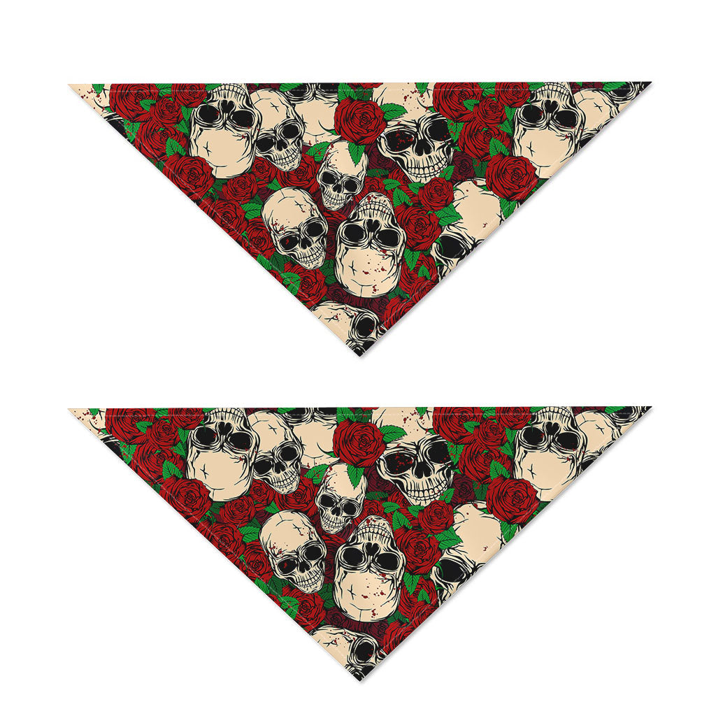 Red Rose Skull Pattern Print Dog Bandana