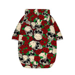 Red Rose Skull Pattern Print Dog Zip Up Hoodie