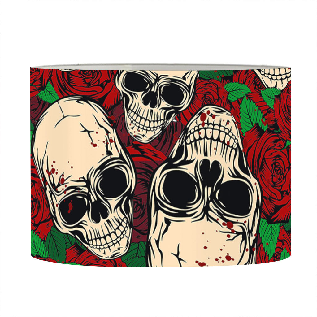 Red Rose Skull Pattern Print Drum Lamp Shade