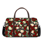 Red Rose Skull Pattern Print Duffle Bag